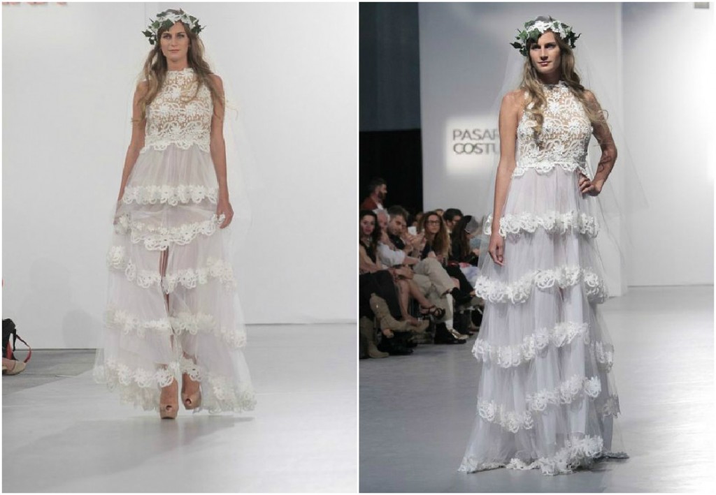 vestidos de novia encaje tul corona de flores IBIMODA